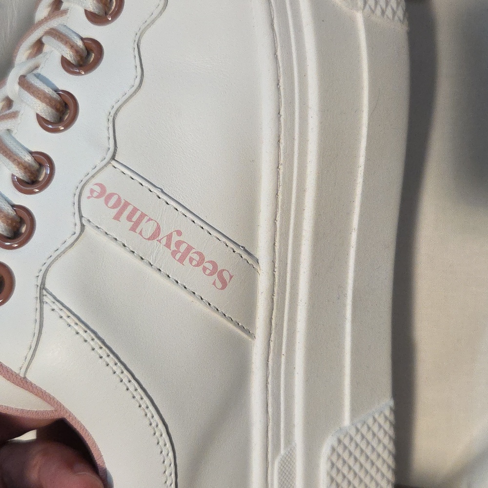 See By Chloe Essie pink/white leather Sneakers Sz 39 - Picture 13 of 14